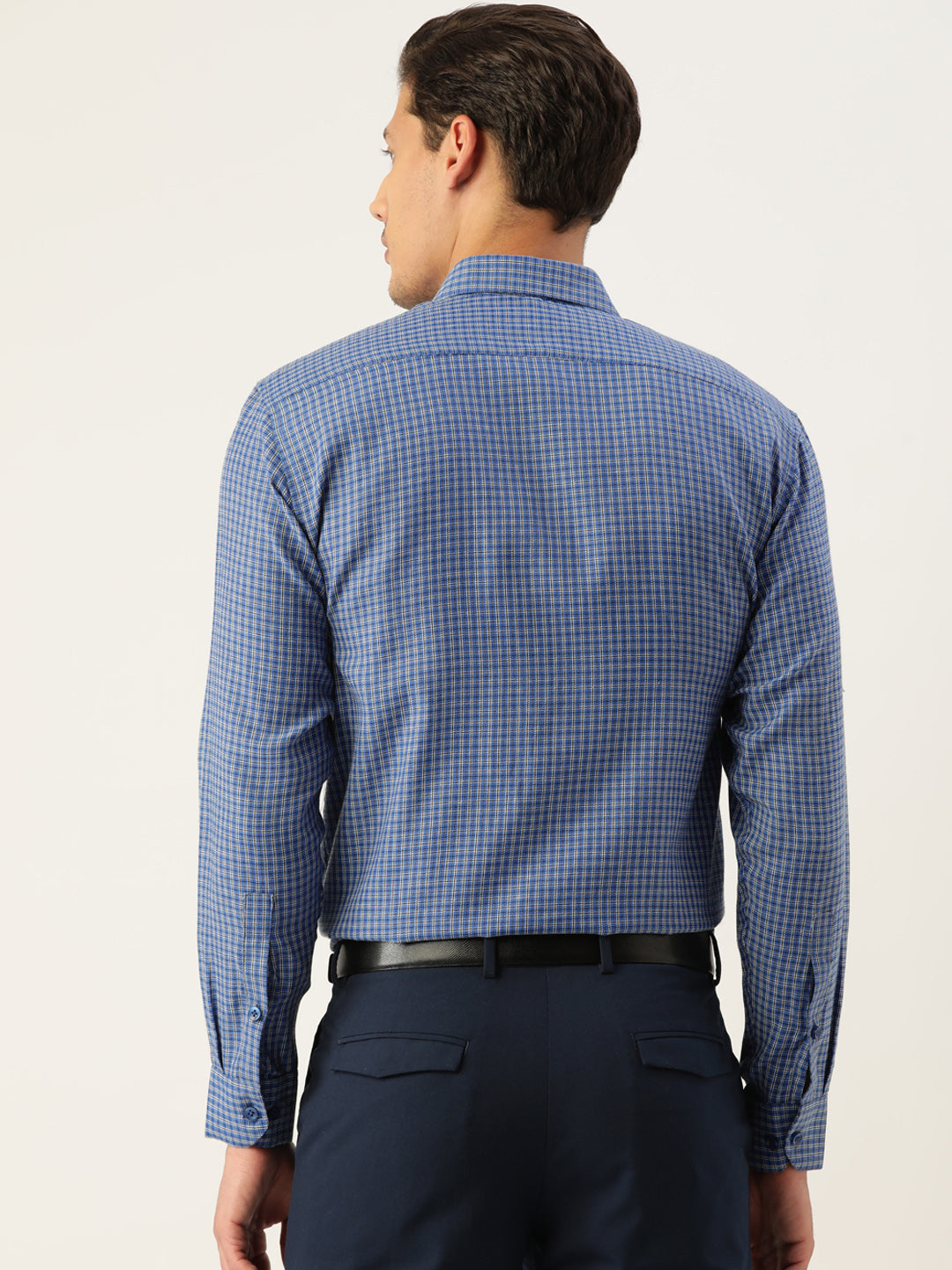 Jainish Men's Cotton Checked Formal Shirts ( SF 804Blue ) - Distacart