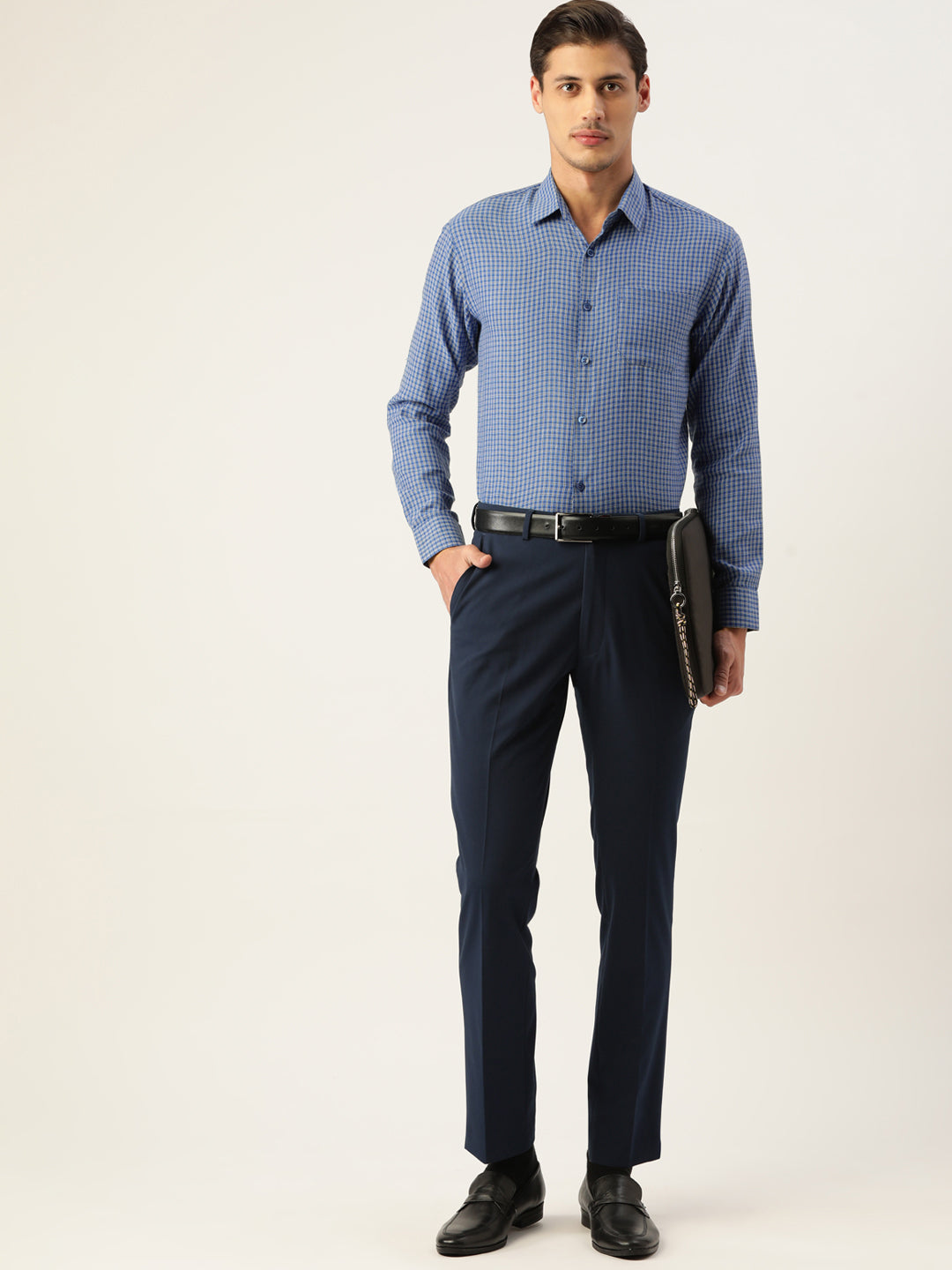 Jainish Men's Cotton Checked Formal Shirts ( SF 804Blue ) - Distacart