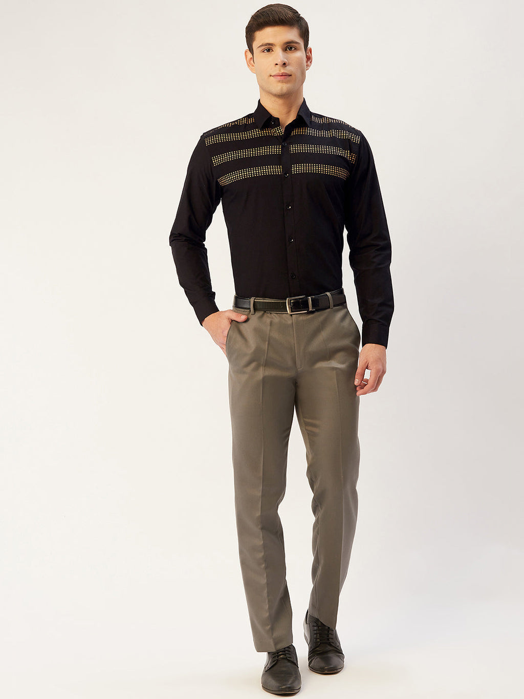 Jainish Men's Cotton Printed Formal Shirts ( SF 805Black ) - Distacart