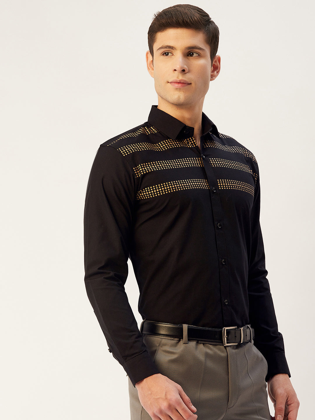 Jainish Men's Cotton Printed Formal Shirts ( SF 805Black ) - Distacart