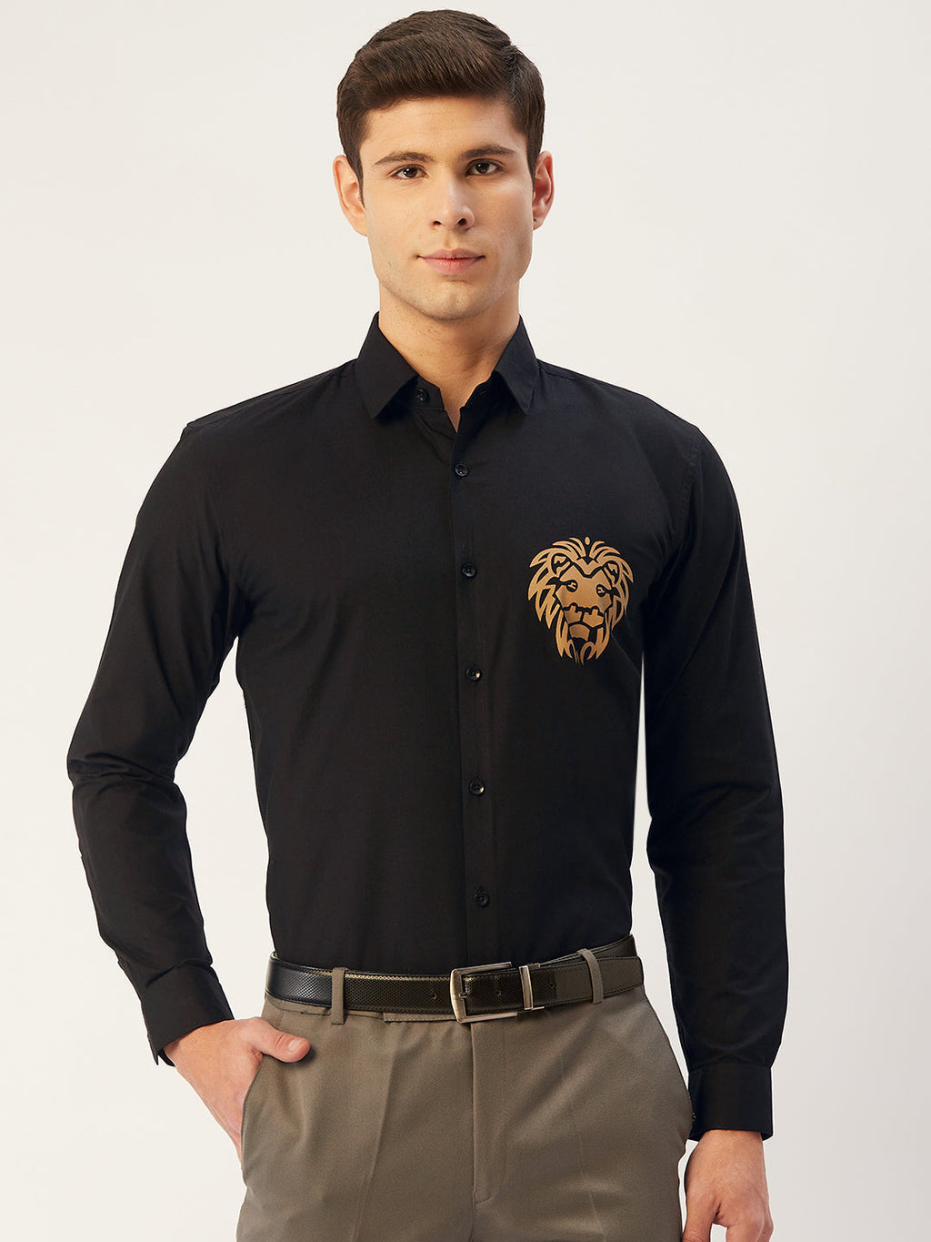 Jainish Men's Cotton Printed Formal Shirts ( SF 806Black ) - Distacart