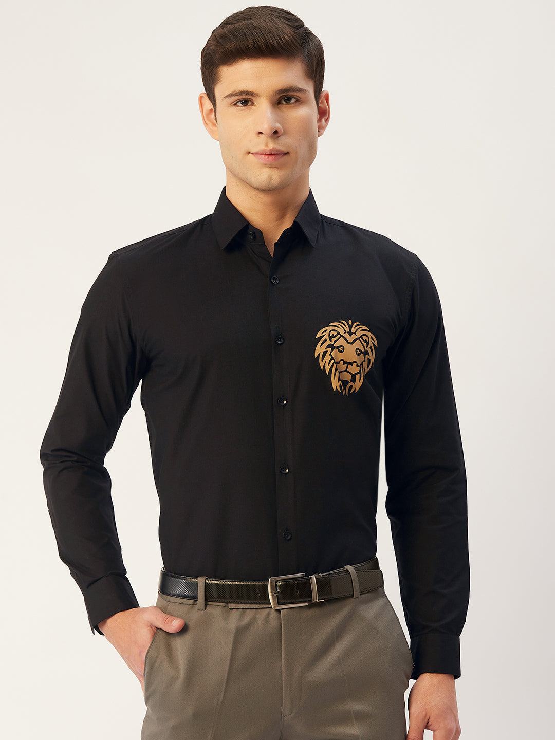 Jainish Men's Cotton Printed Formal Shirts ( SF 806Black ) - Distacart