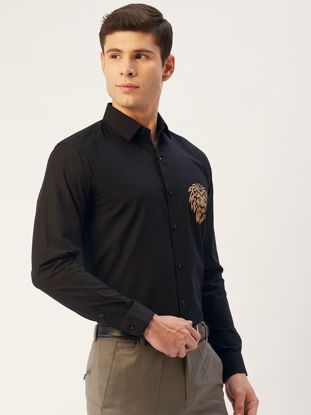 Jainish Men's Cotton Printed Formal Shirts ( SF 806Black ) - Distacart