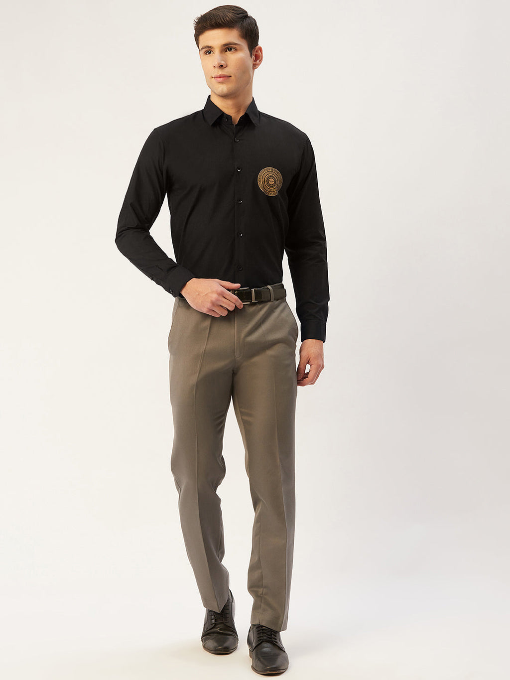 Jainish Men's Cotton Printed Formal Shirts ( SF 807Black ) - Distacart