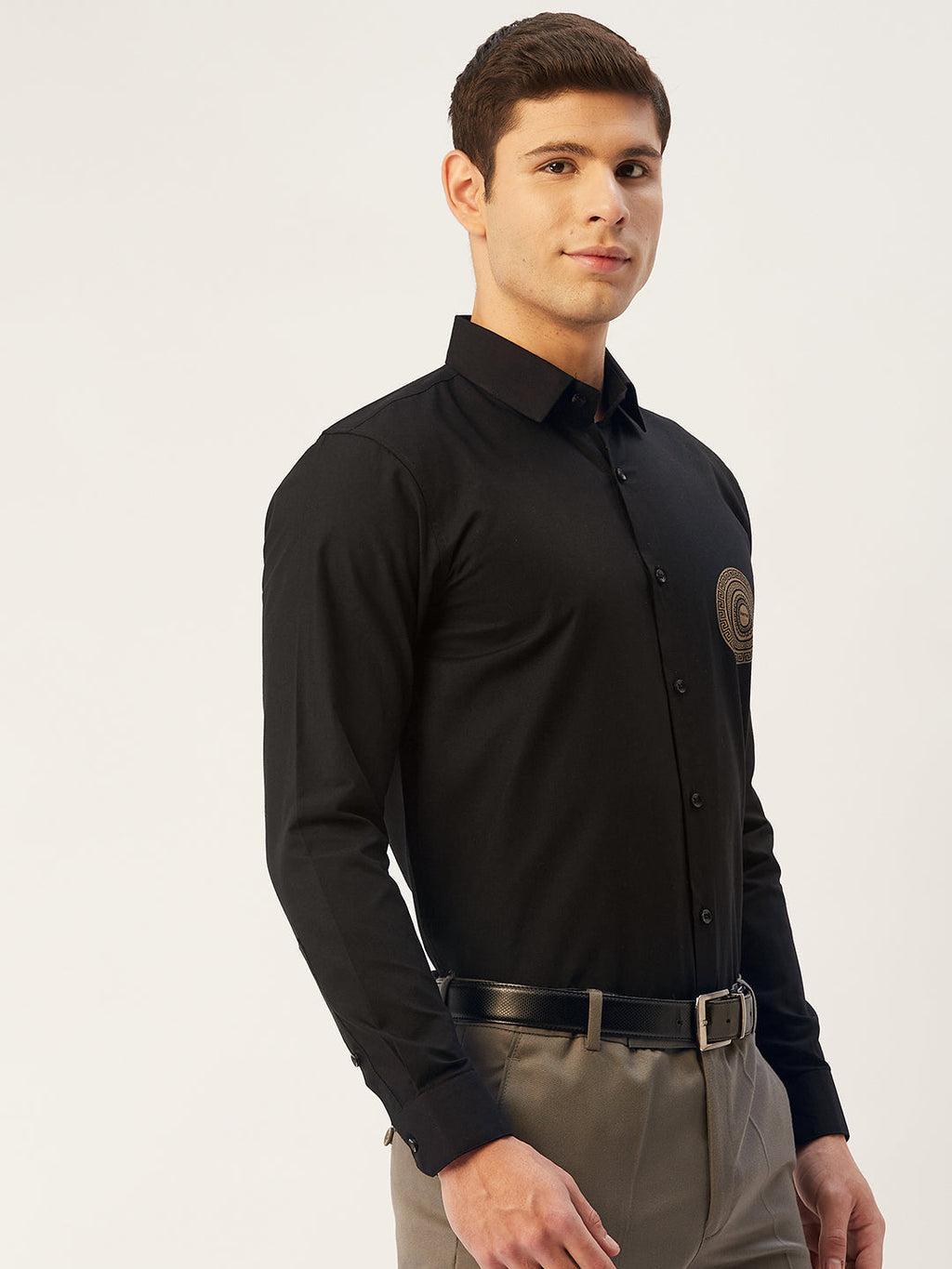 Jainish Men's Cotton Printed Formal Shirts ( SF 807Black ) - Distacart