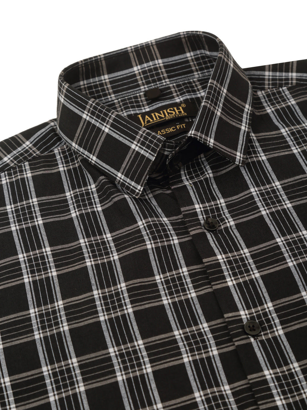 Jainish Men's Cotton Checked Half Sleeve Formal Shirts ( SF 808Black ) - Distacart