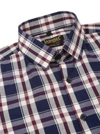 Jainish Men's Cotton Checked Half Sleeve Formal Shirts ( SF 808Navy ) - Distacart