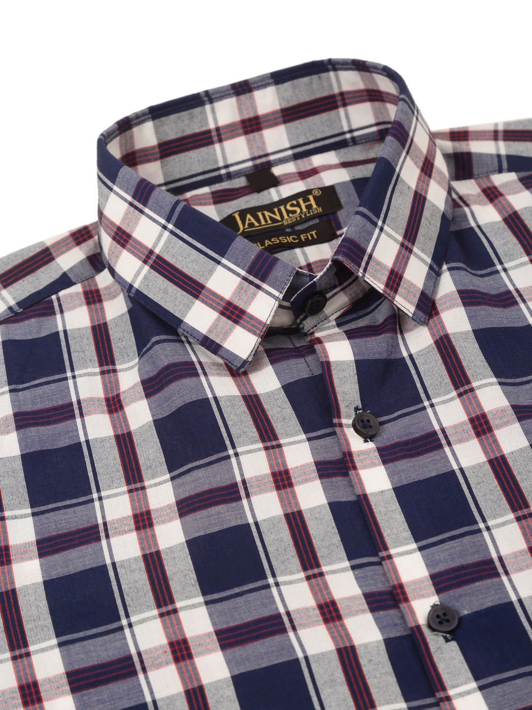 Jainish Men's Cotton Checked Half Sleeve Formal Shirts ( SF 808Navy ) - Distacart
