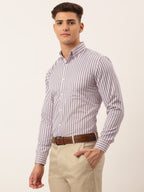 Jainish Men's Cotton Checked Button Down Collar Formal Shirts ( SF 809Light-Purple ) - Distacart
