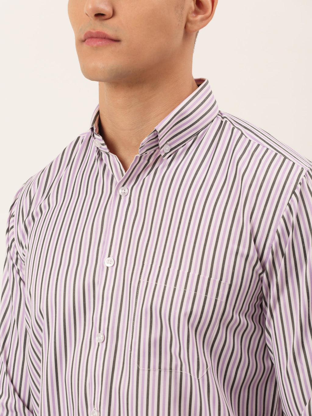 Jainish Men's Cotton Checked Button Down Collar Formal Shirts ( SF 809Light-Purple ) - Distacart