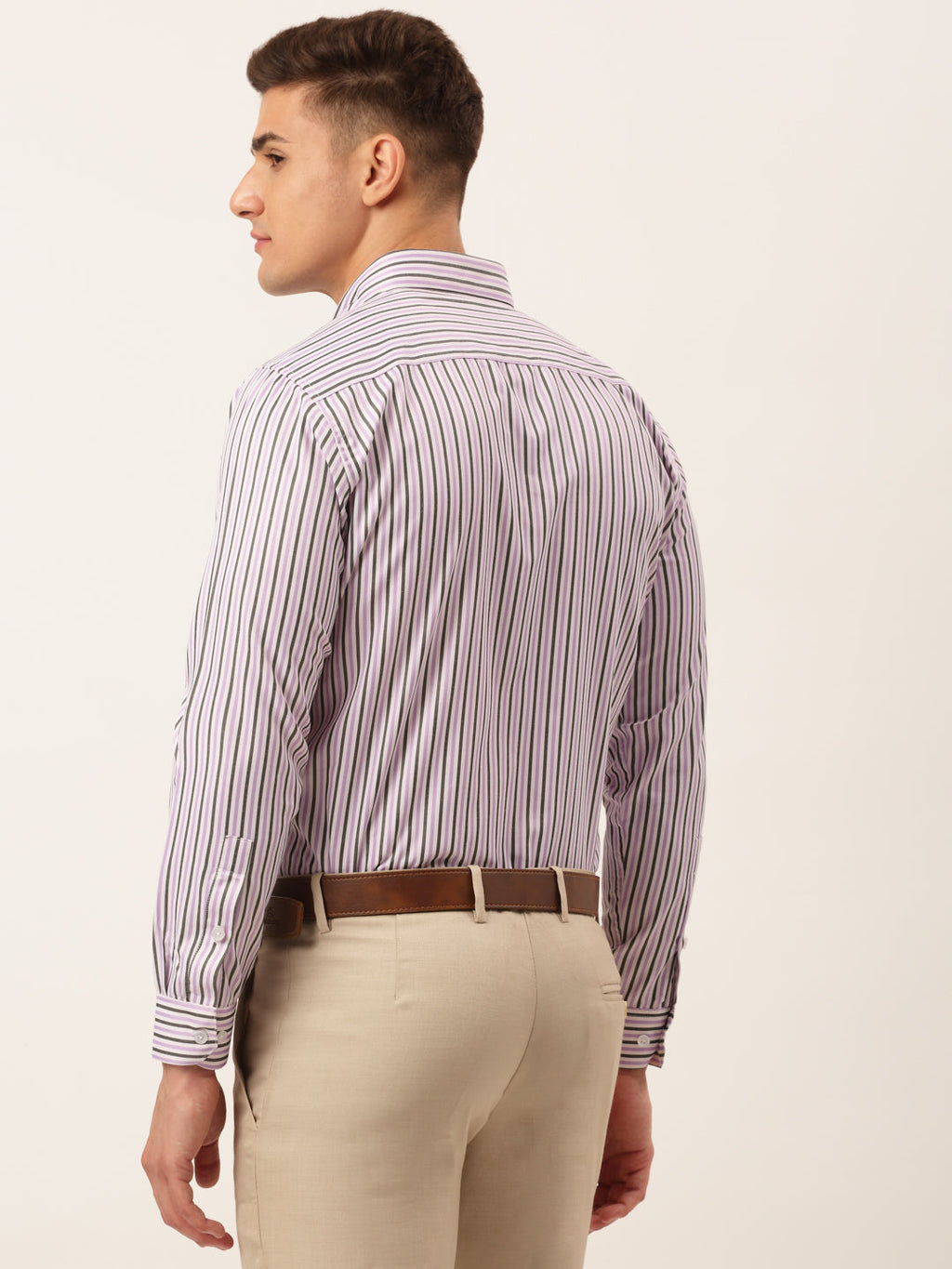 Jainish Men's Cotton Checked Button Down Collar Formal Shirts ( SF 809Light-Purple ) - Distacart