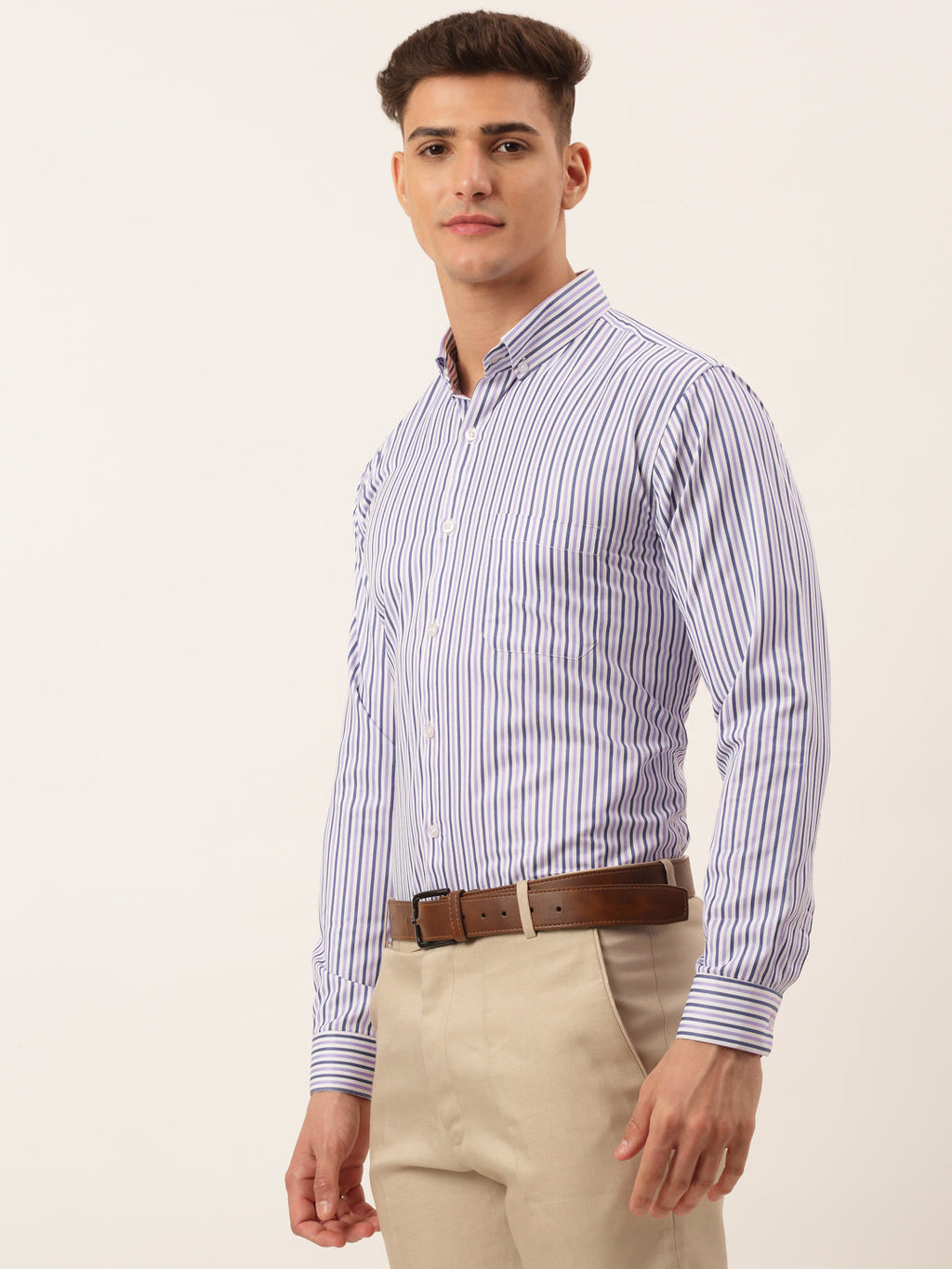 Jainish Men's Cotton Checked Button Down Collar Formal Shirts ( SF 809Voilet ) - Distacart