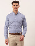 Jainish Men's Cotton Checked Button Down Collar Formal Shirts ( SF 810Blue ) - Distacart