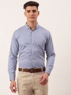Jainish Men's Cotton Checked Button Down Collar Formal Shirts ( SF 810Blue ) - Distacart