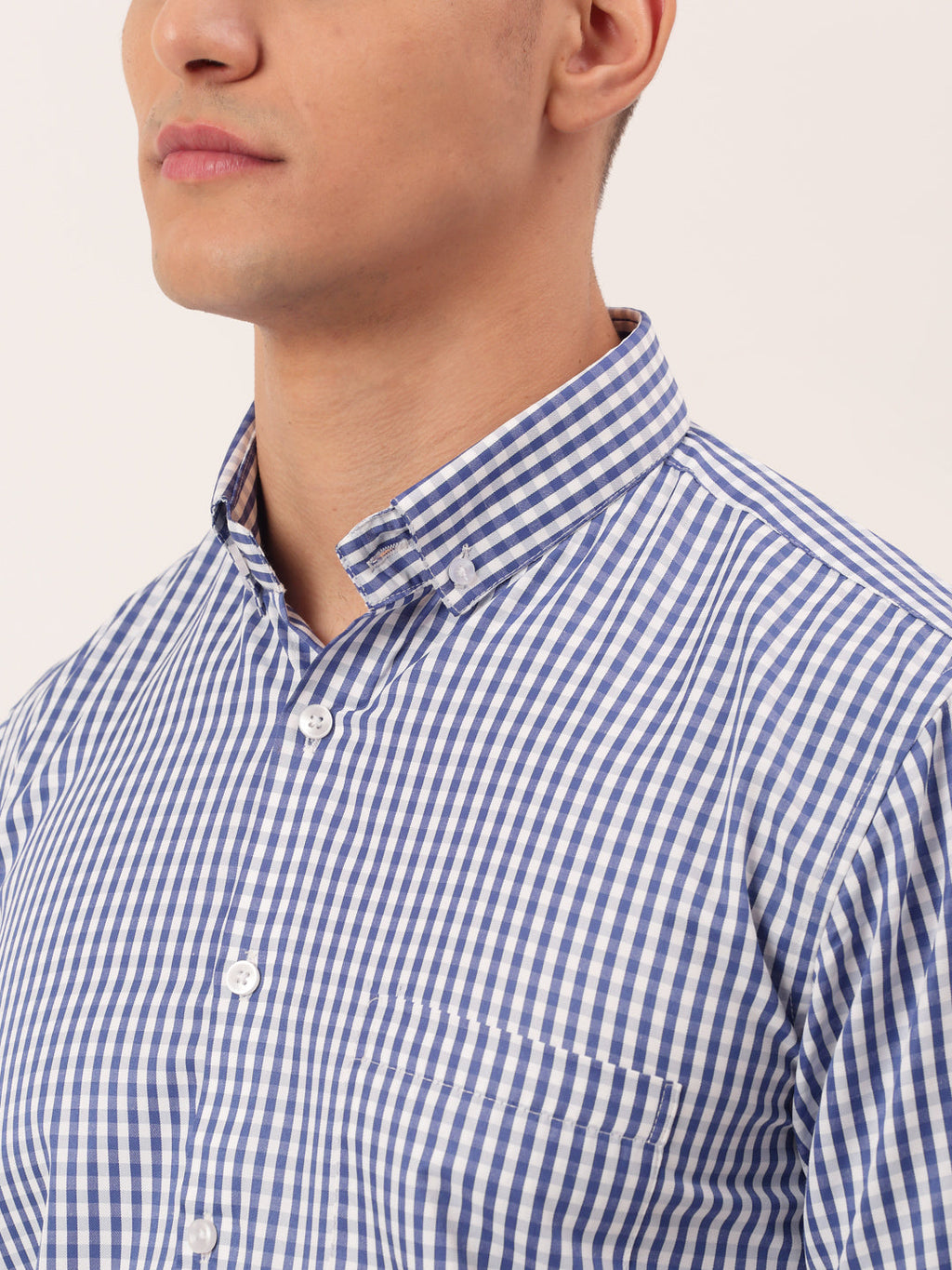 Jainish Men's Cotton Checked Button Down Collar Formal Shirts ( SF 810Blue ) - Distacart