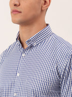 Jainish Men's Cotton Checked Button Down Collar Formal Shirts ( SF 810Blue ) - Distacart