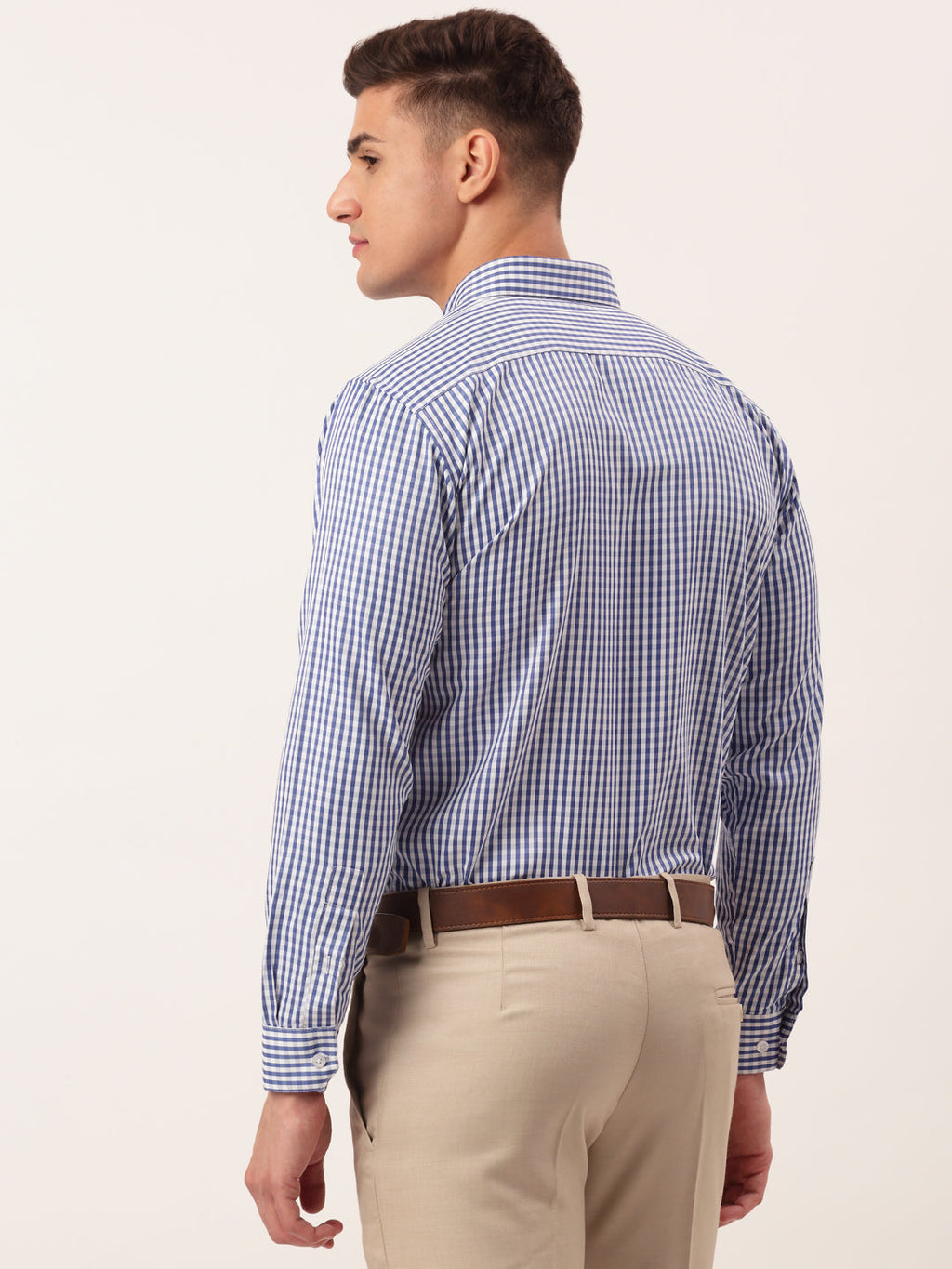 Jainish Men's Cotton Checked Button Down Collar Formal Shirts ( SF 810Blue ) - Distacart