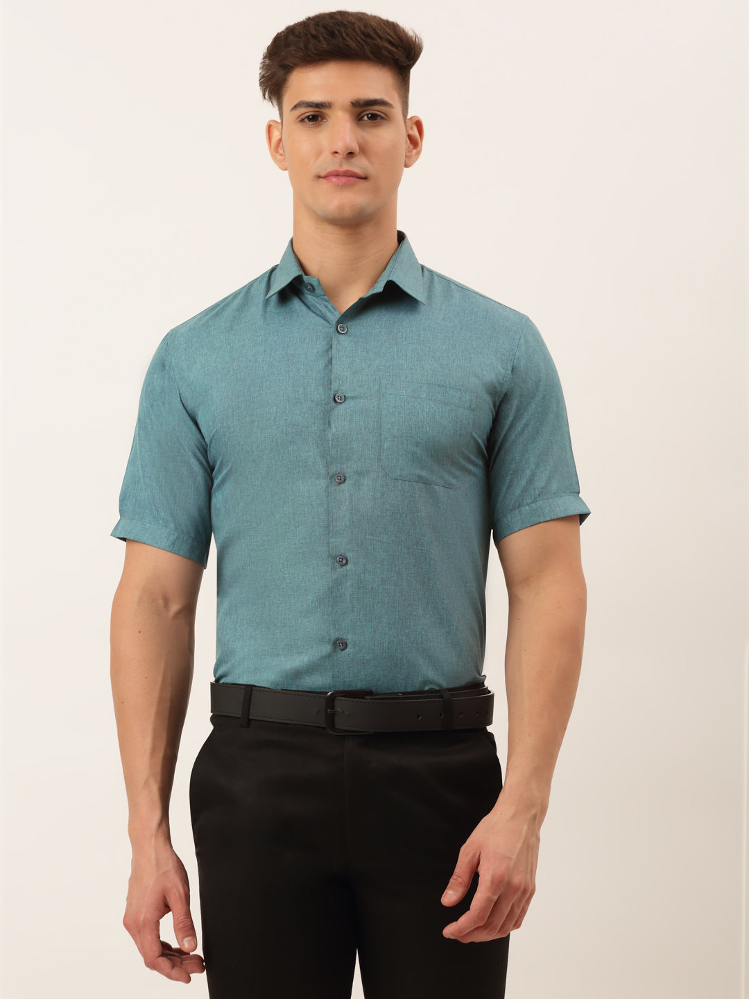 Jainish Men's Cotton Solid Half Sleeve Formal Shirts ( SF 811Grey ) - Distacart