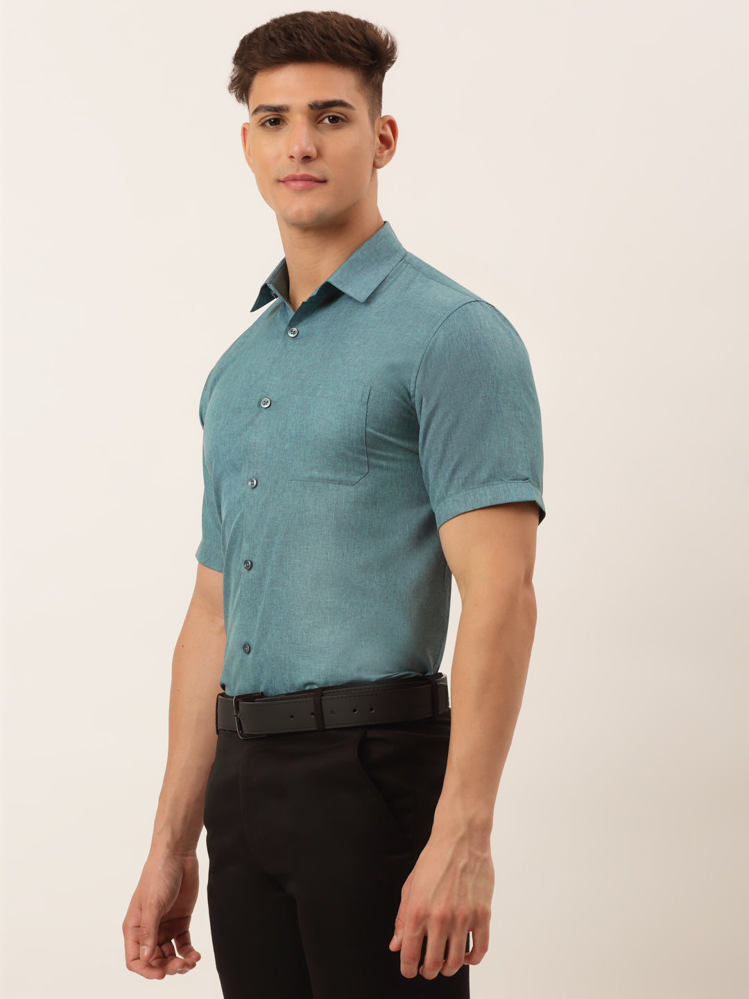 Jainish Men's Cotton Solid Half Sleeve Formal Shirts ( SF 811Grey ) - Distacart