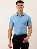 Jainish Men's Cotton Solid Half Sleeve Formal Shirts ( SF 811Light-Blue ) - Distacart