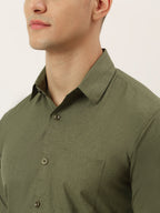 Jainish Men's Cotton Solid Half Sleeve Formal Shirts ( SF 811Olive ) - Distacart