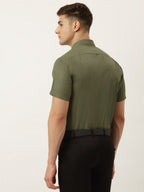 Jainish Men's Cotton Solid Half Sleeve Formal Shirts ( SF 811Olive ) - Distacart