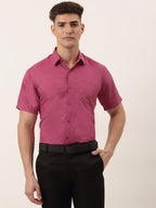 Jainish Men's Cotton Solid Half Sleeve Formal Shirts ( SF 811Pink ) - Distacart
