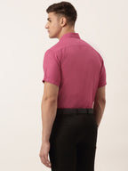 Jainish Men's Cotton Solid Half Sleeve Formal Shirts ( SF 811Pink ) - Distacart