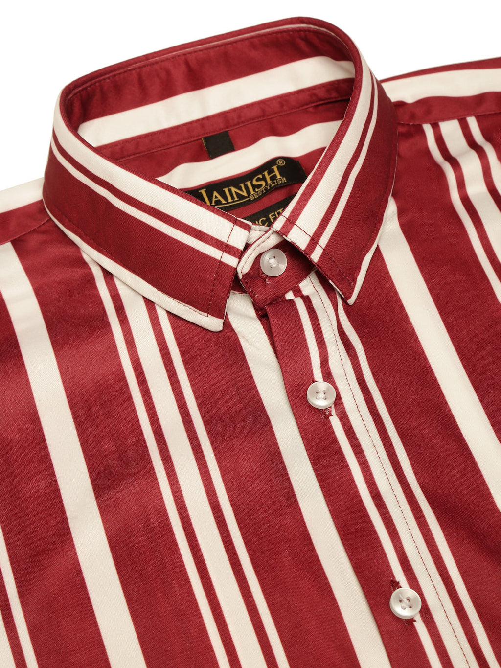 Jainish Men's Lycra Striped Half Sleeve Formal Shirts ( SF 812Maroon ) - Distacart