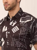 Jainish Men's Lycra Printed Half Sleeve Formal Shirts ( SF 813Black ) - Distacart