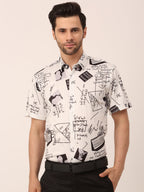 Jainish Men's Lycra Printed Half Sleeve Formal Shirts ( SF 813White ) - Distacart