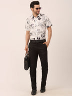 Jainish Men's Lycra Printed Half Sleeve Formal Shirts ( SF 813White ) - Distacart