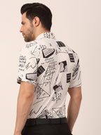 Jainish Men's Lycra Printed Half Sleeve Formal Shirts ( SF 813White ) - Distacart