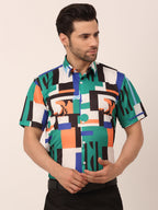 Jainish Men's Lycra Printed Half Sleeve Formal Shirts ( SF 814Green ) - Distacart