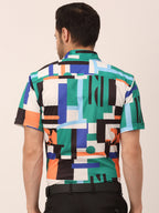 Jainish Men's Lycra Printed Half Sleeve Formal Shirts ( SF 814Green ) - Distacart