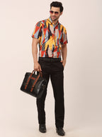 Jainish Men's Lycra Printed Half Sleeve Formal Shirts ( SF 814Yellow ) - Distacart