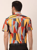 Jainish Men's Lycra Printed Half Sleeve Formal Shirts ( SF 814Yellow ) - Distacart