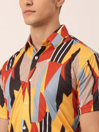 Jainish Men's Lycra Printed Half Sleeve Formal Shirts ( SF 814Yellow ) - Distacart