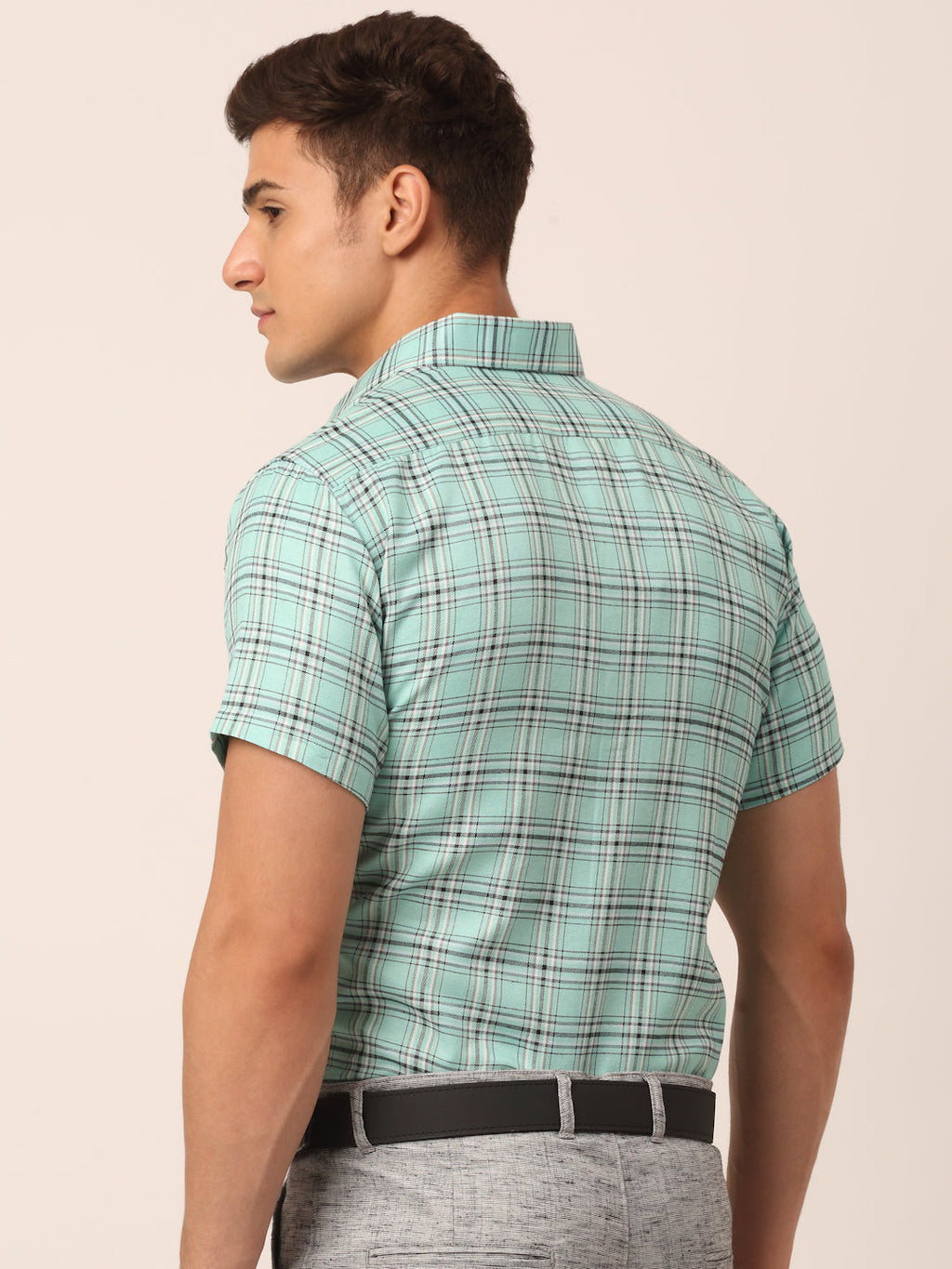 Jainish Men's Cotton Checked Half Sleeve Formal Shirts ( SF 815Green ) - Distacart