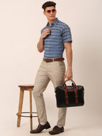 Jainish Men's Cotton Striped Half Sleeve Formal Shirts ( SF 816Blue ) - Distacart