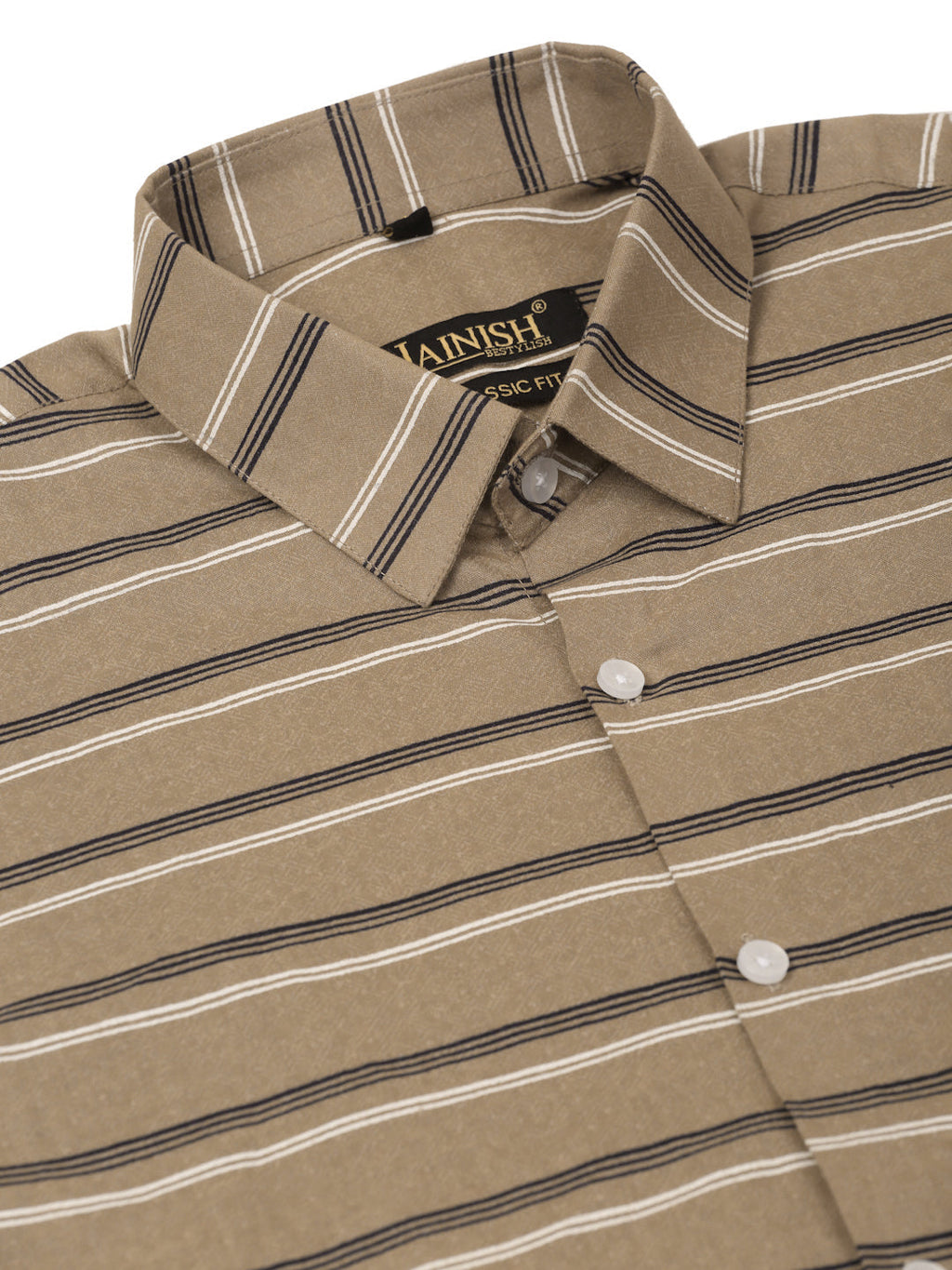 Jainish Men's Cotton Striped Half Sleeve Formal Shirts ( SF 816Brown ) - Distacart