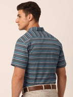 Jainish Men's Cotton Striped Half Sleeve Formal Shirts ( SF 816Grey ) - Distacart