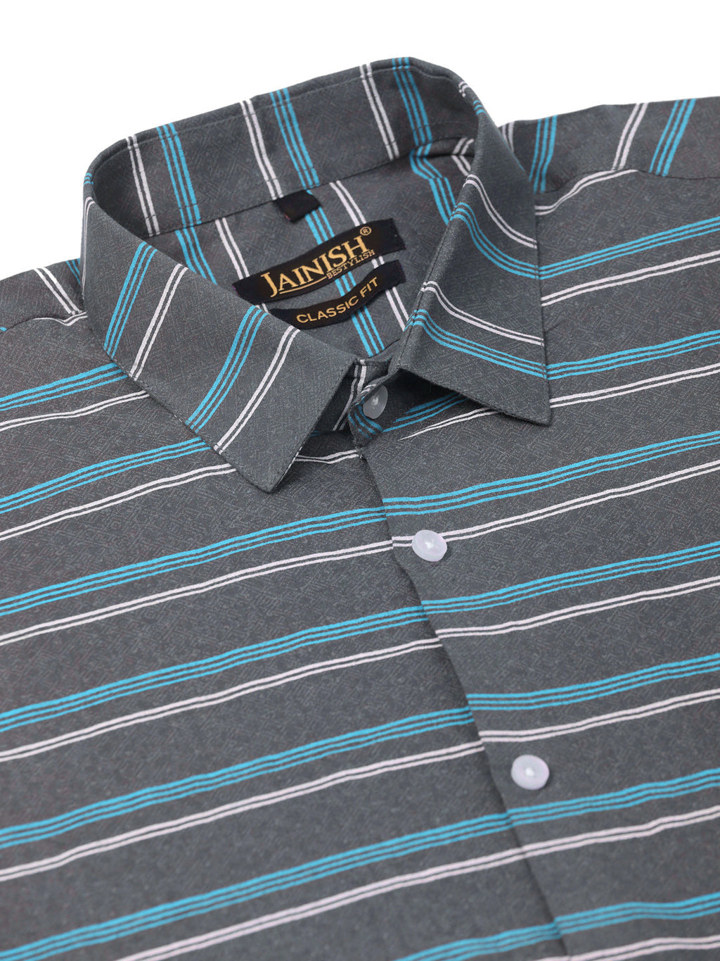 Jainish Men's Cotton Striped Half Sleeve Formal Shirts ( SF 816Grey ) - Distacart
