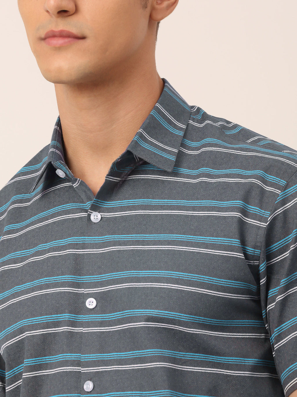 Jainish Men's Cotton Striped Half Sleeve Formal Shirts ( SF 816Grey ) - Distacart