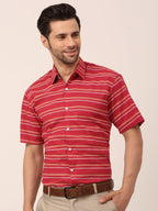 Jainish Men's Cotton Striped Half Sleeve Formal Shirts ( SF 816Maroon ) - Distacart
