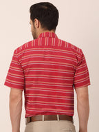 Jainish Men's Cotton Striped Half Sleeve Formal Shirts ( SF 816Maroon ) - Distacart