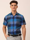 Jainish Men's Cotton Checked Half Sleeve Formal Shirts ( SF 817Blue ) - Distacart