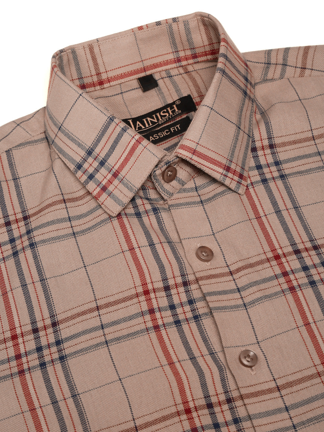 Jainish Men's Cotton Checked Formal Shirts ( SF 819Brown ) - Distacart