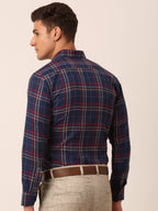 Jainish Men's Cotton Checked Formal Shirts ( SF 819Navy ) - Distacart