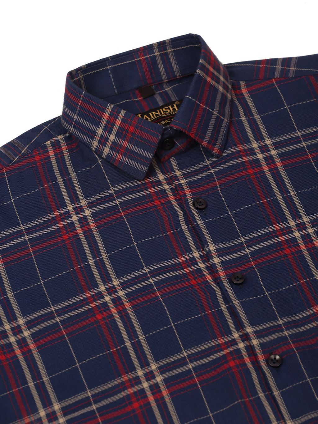 Jainish Men's Cotton Checked Formal Shirts ( SF 819Navy ) - Distacart